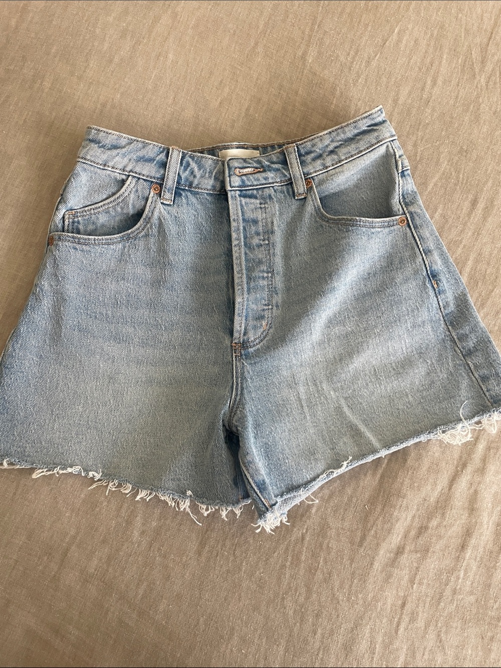 ROLLA'S Light Blue Denim High-Waist Cutoff Shorts